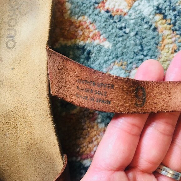 YOKONO Brown Leather Loop Toe Thong Flats Sandals Shoes Spain Women's Size 9 The - Picture 9 of 10